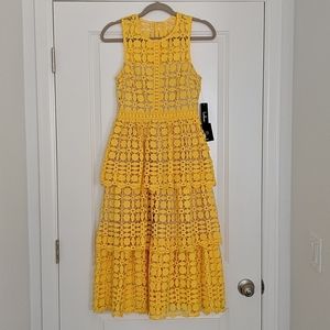 Lulu's yellow tiered midi/tea length dress